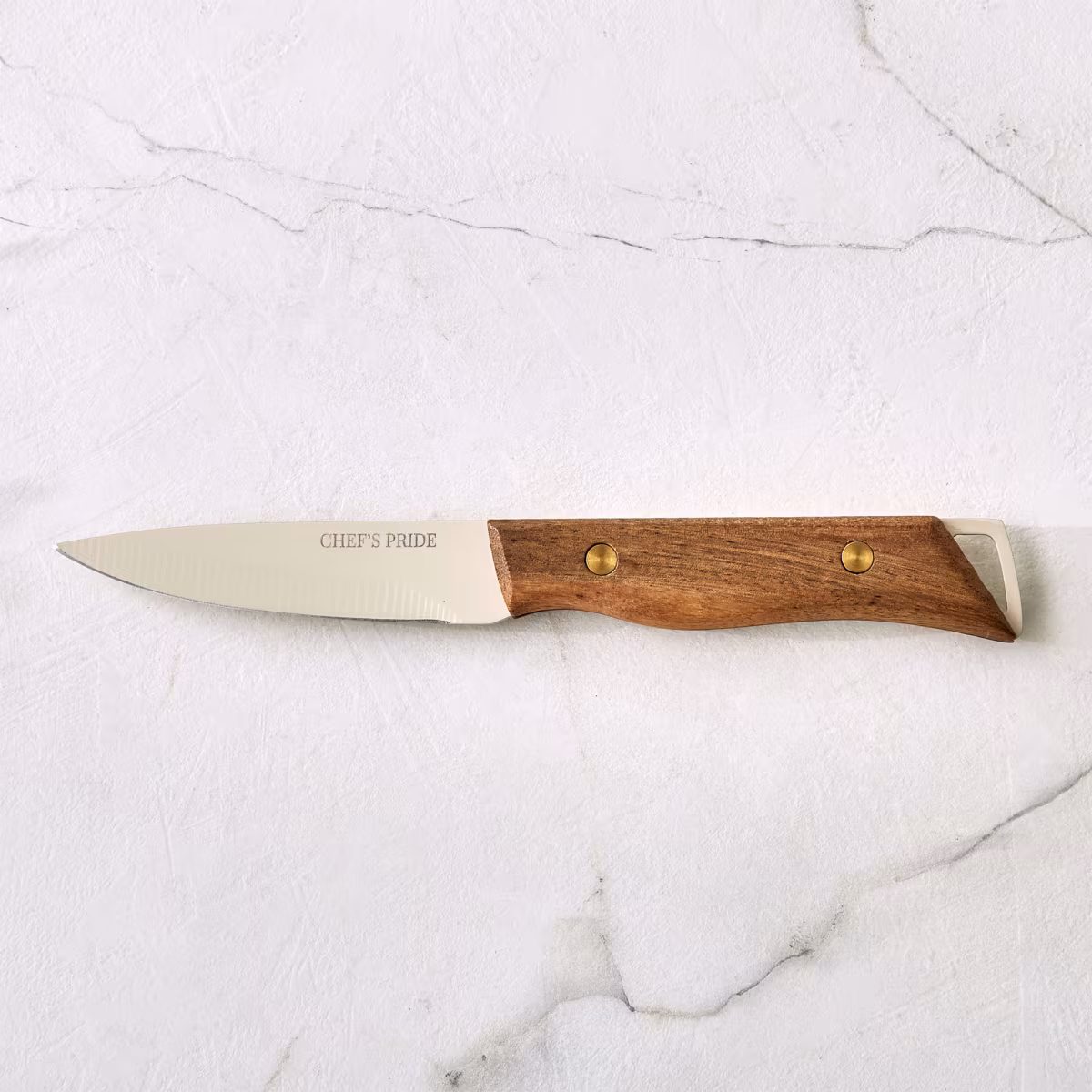 Chefs Pride Hampton Stainless Steel Paring Knife with Acacia Wood Handle in Brown