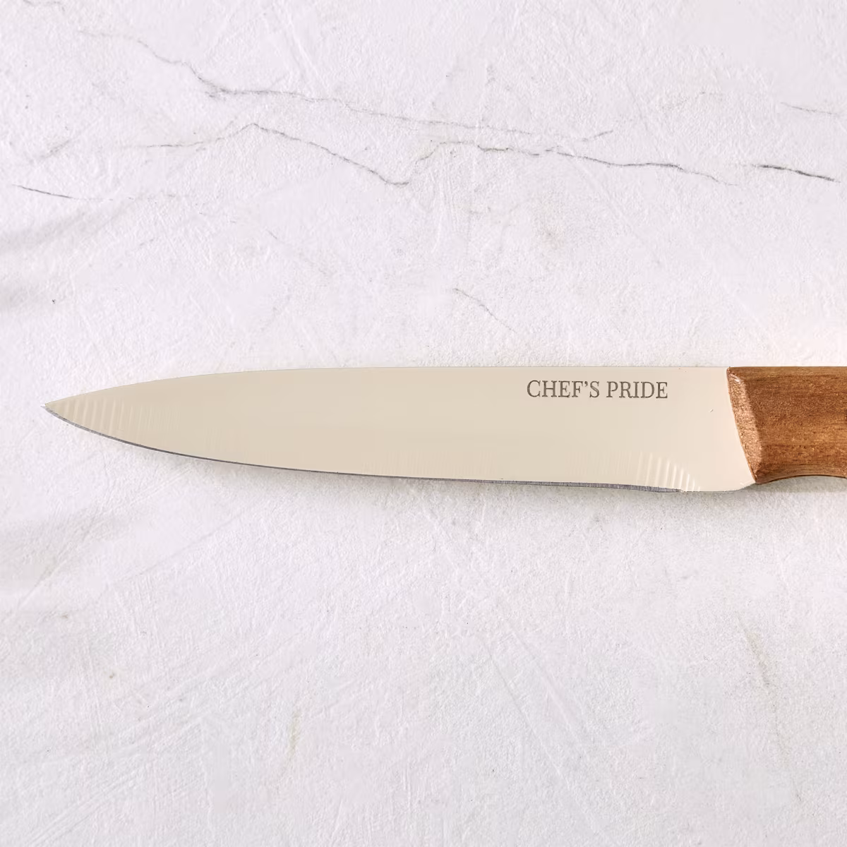 Chefs Pride Hampton Stainless Steel Utility Knife with Acacia Wood Handle in Brown