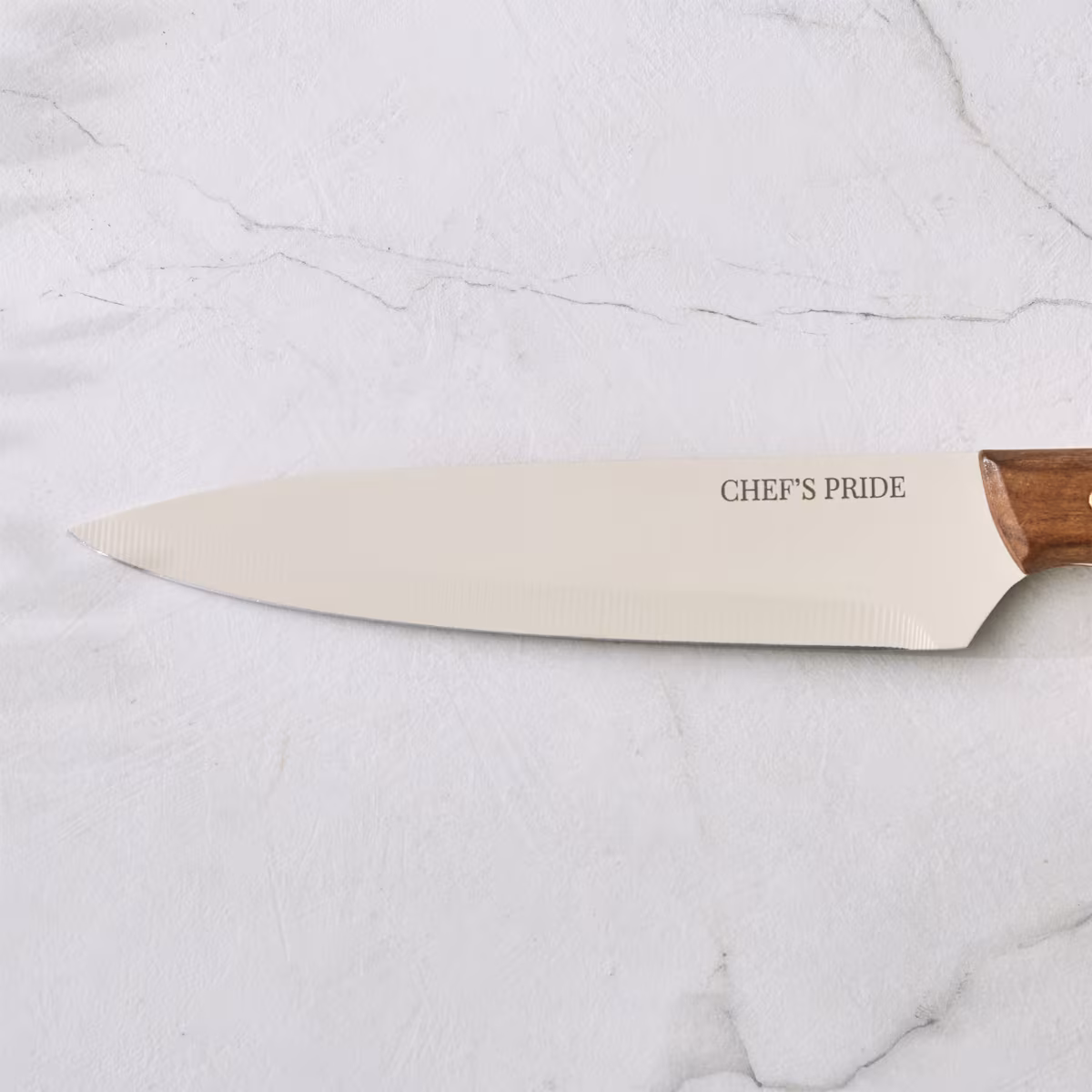 Chefs Pride Hampton Stainless Steel Chef Knife with Acacia Wood Handle in Brown