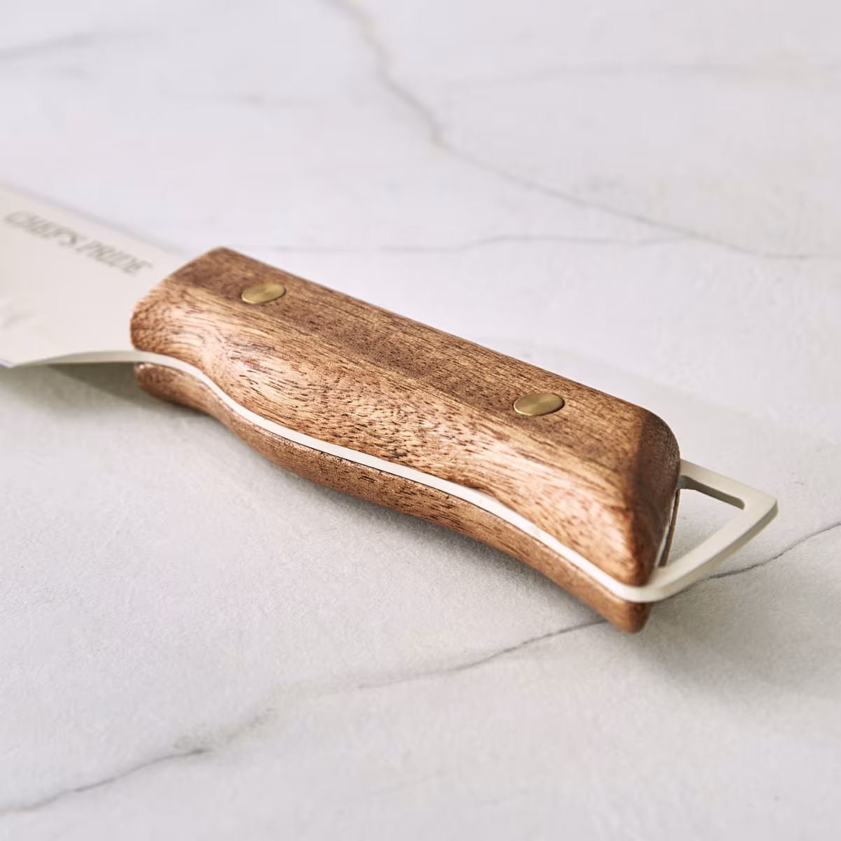 Chefs Pride Hampton Stainless Steel Santoku Knife with Acacia Wood Handle in Brown