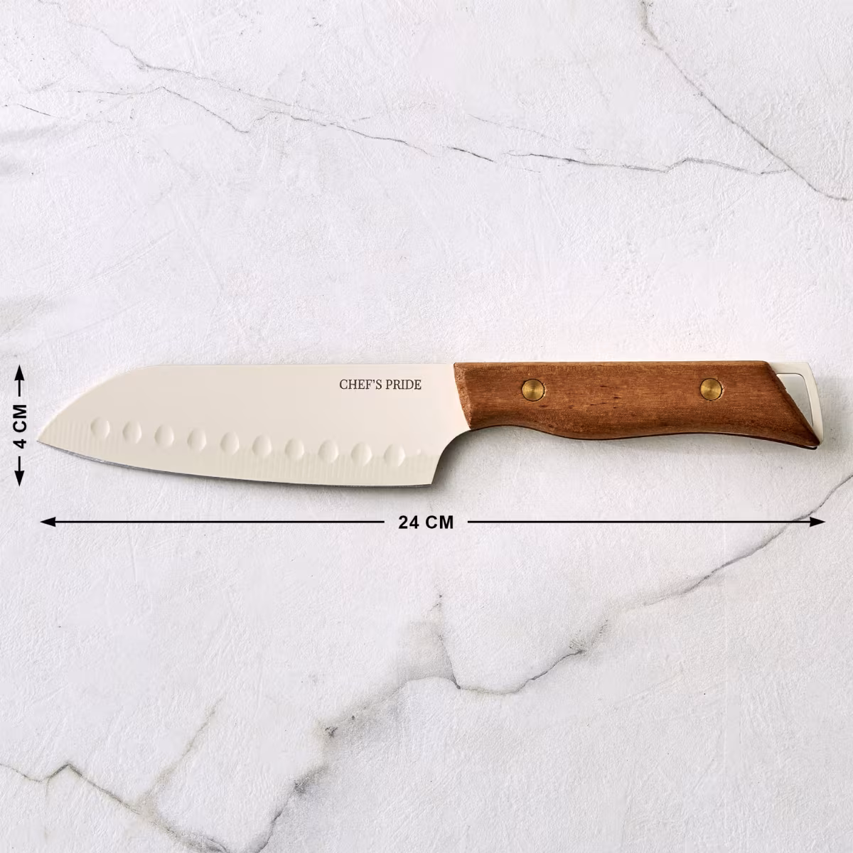 Chefs Pride Hampton Stainless Steel Santoku Knife in Brown