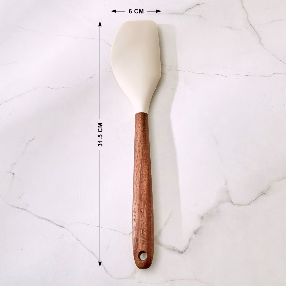 Chefs Pride Zeta Silicone Spatula with Acacia Wood Handle in Cream