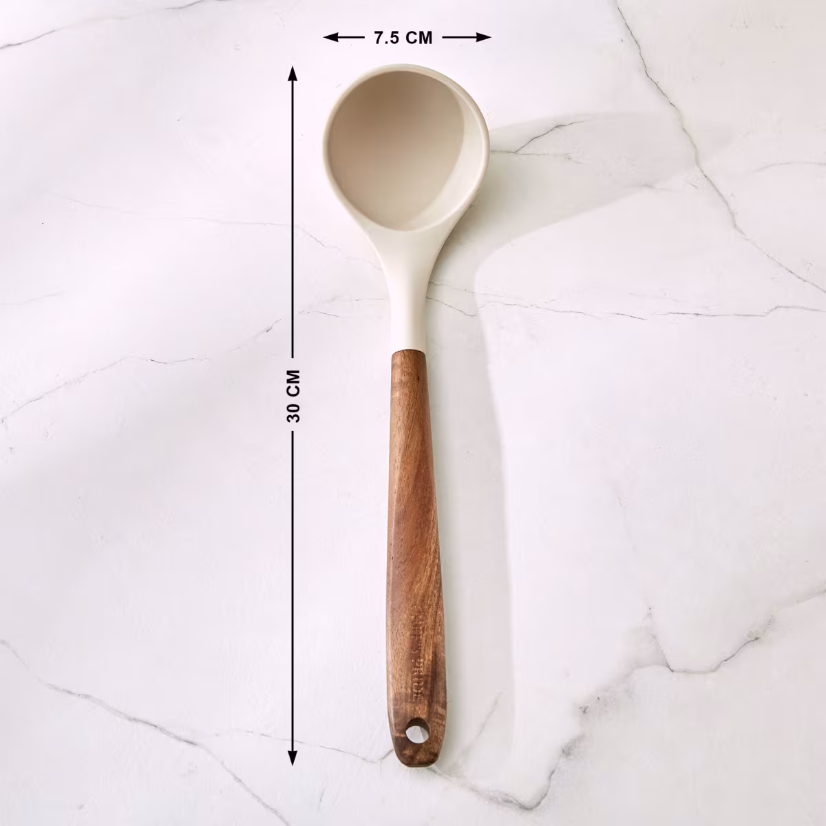 Chefs Pride Zeta Silicone Ladle with Wooden Handle in Cream