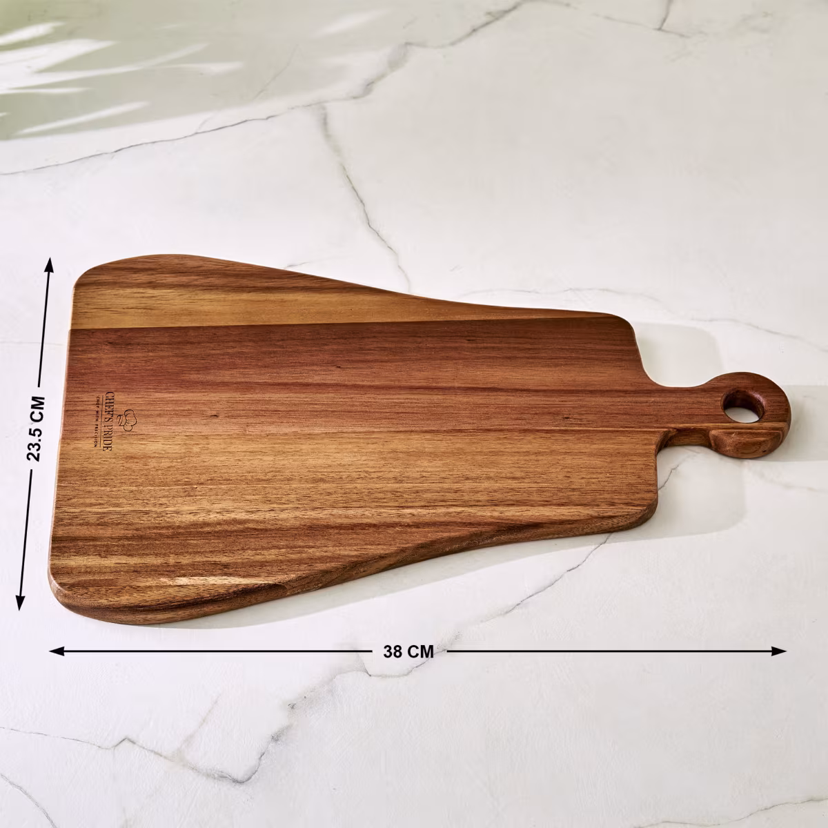 Chefs Pride Marion Acacia Wood Chopping Board with Handle in Brown